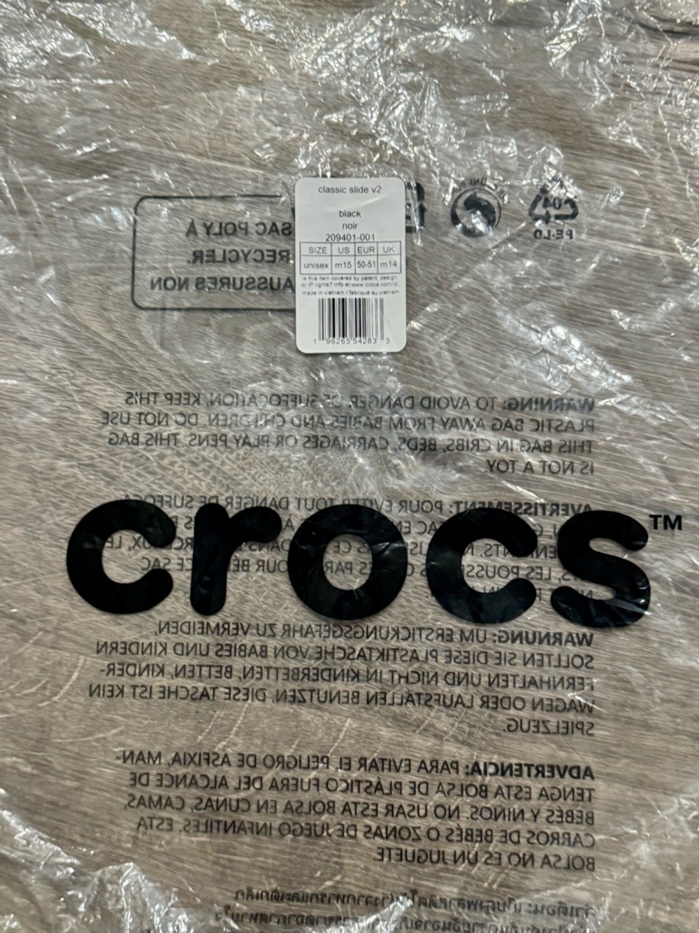 New Men’s Size 15 Saturday Slider CROCS Black Sandals with Perforated Upper - Picture 11 of 13